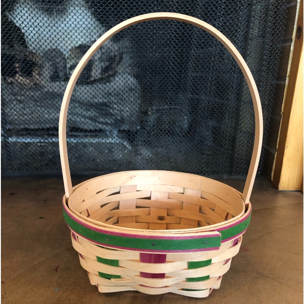 Longaberger 1999 vintage natural Easter basket, liner, wooden bunny divider - Picture 2 of 7